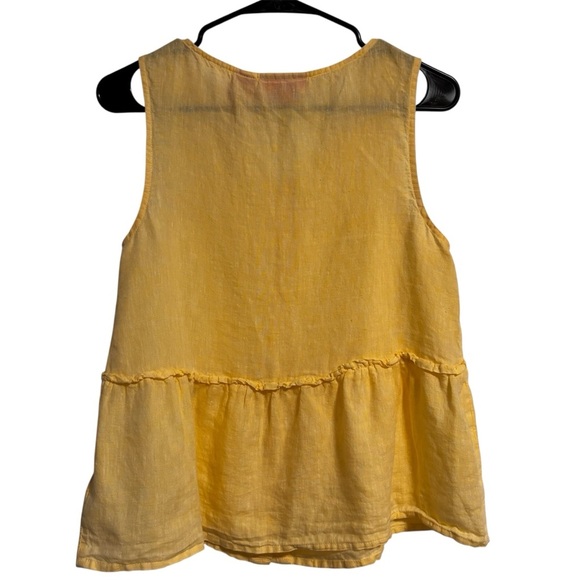 Isaac Mizrahi | Linen Peplum Button Front Tank | Yellow | XS - Picture 3 of 7